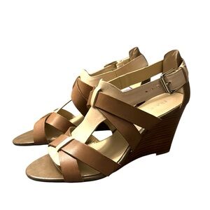 Tan Strappy Wedge Spring Sandals